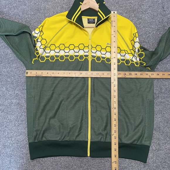 Le Tigre Mens Honeycomb Pattern Track Jacket Green Yellow L - Picture 7 of 7